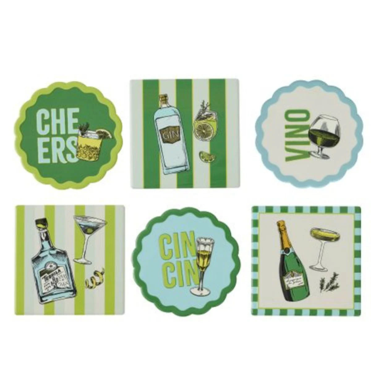 Assorted Ceramic Coasters (Set of 6) 10cm