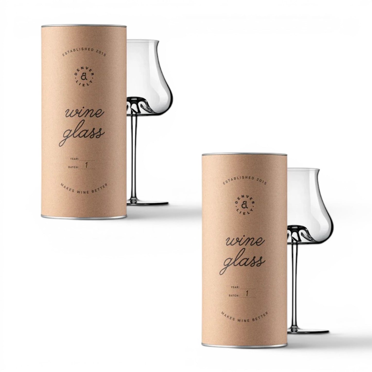 Two Denver & Liely Hand-Blown Wine Glasses