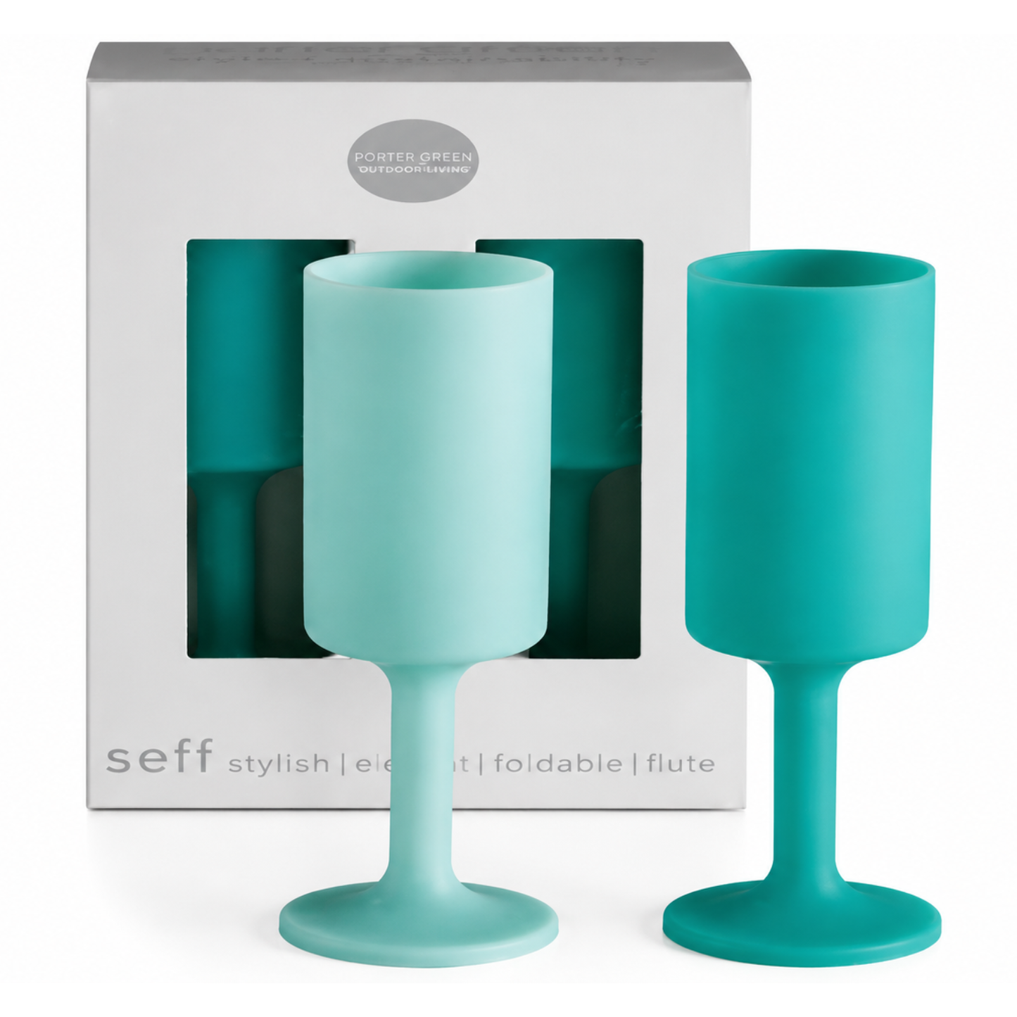 Porter Green outdoor champagne glasses in Pavone