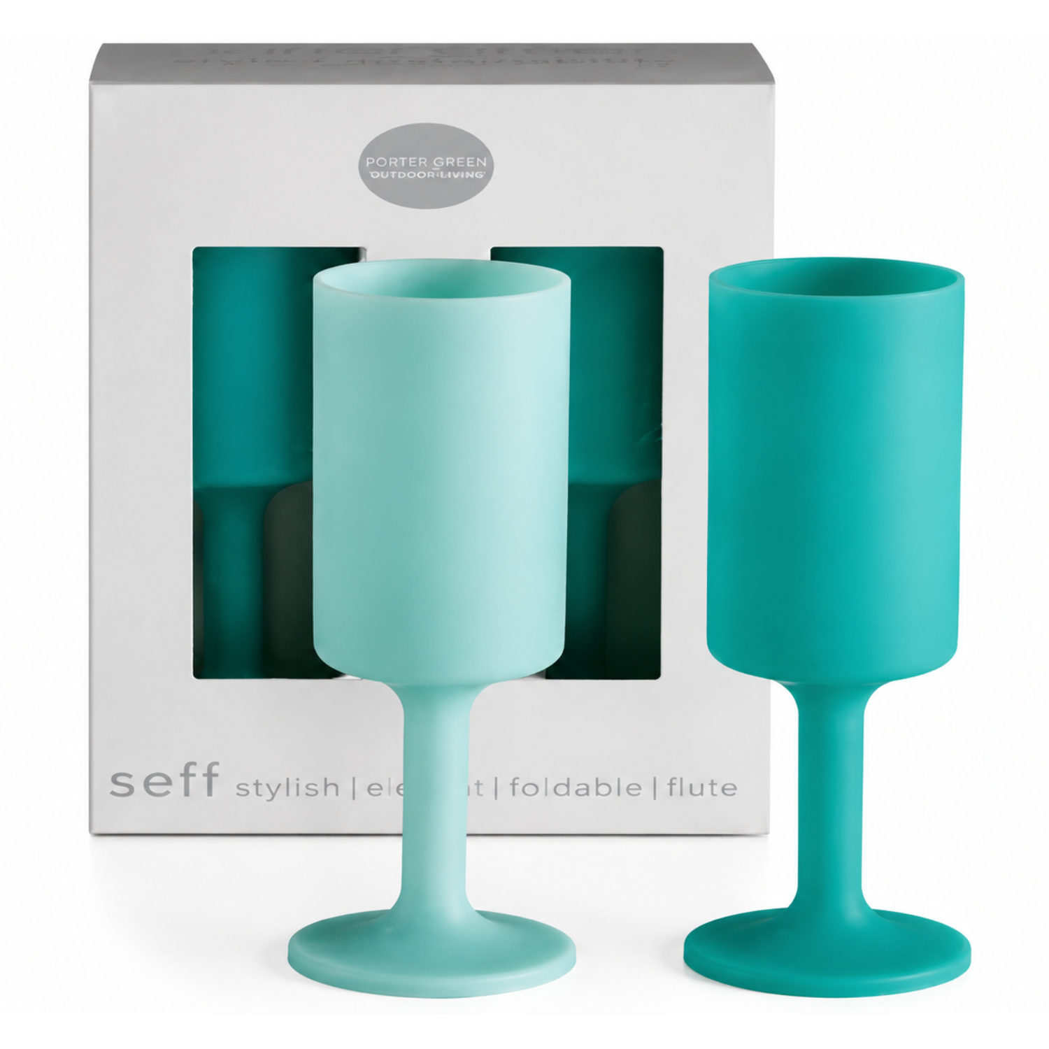 Porter Green outdoor champagne glasses in Pavone